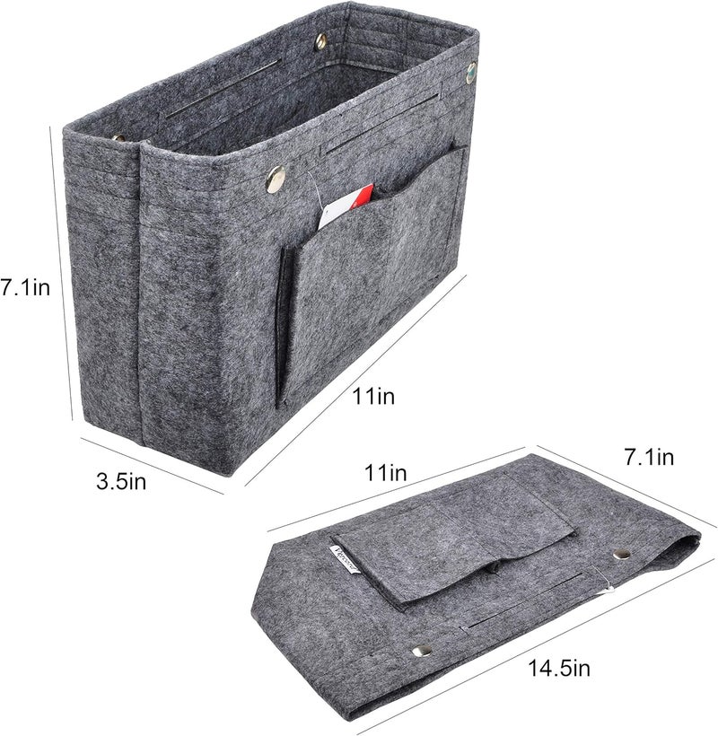 Vercord Felt Purse Tote Organizer Insert Divider Inside Handbag for Women Medium Grey - Image 5